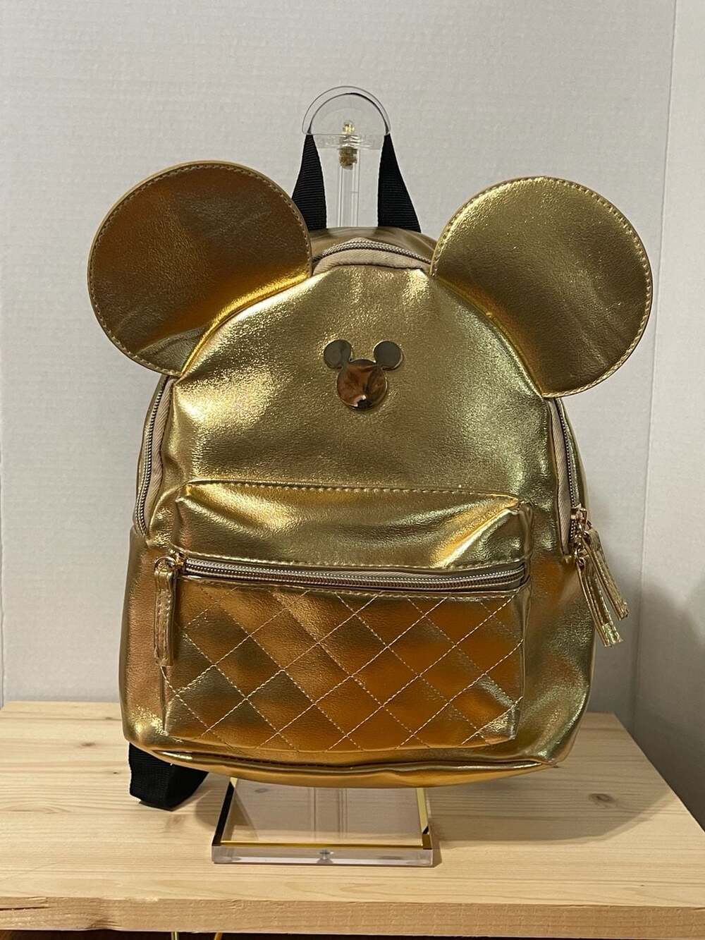 Disney Mickey Mouse Metallic Gold Quilted Mini Backpack
